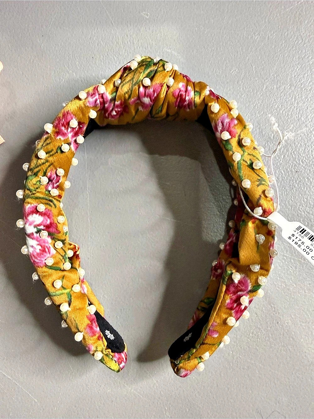 Lele Sadoughi Floral Brocade & Faux Pearl Knotted Headband Floral Pearl